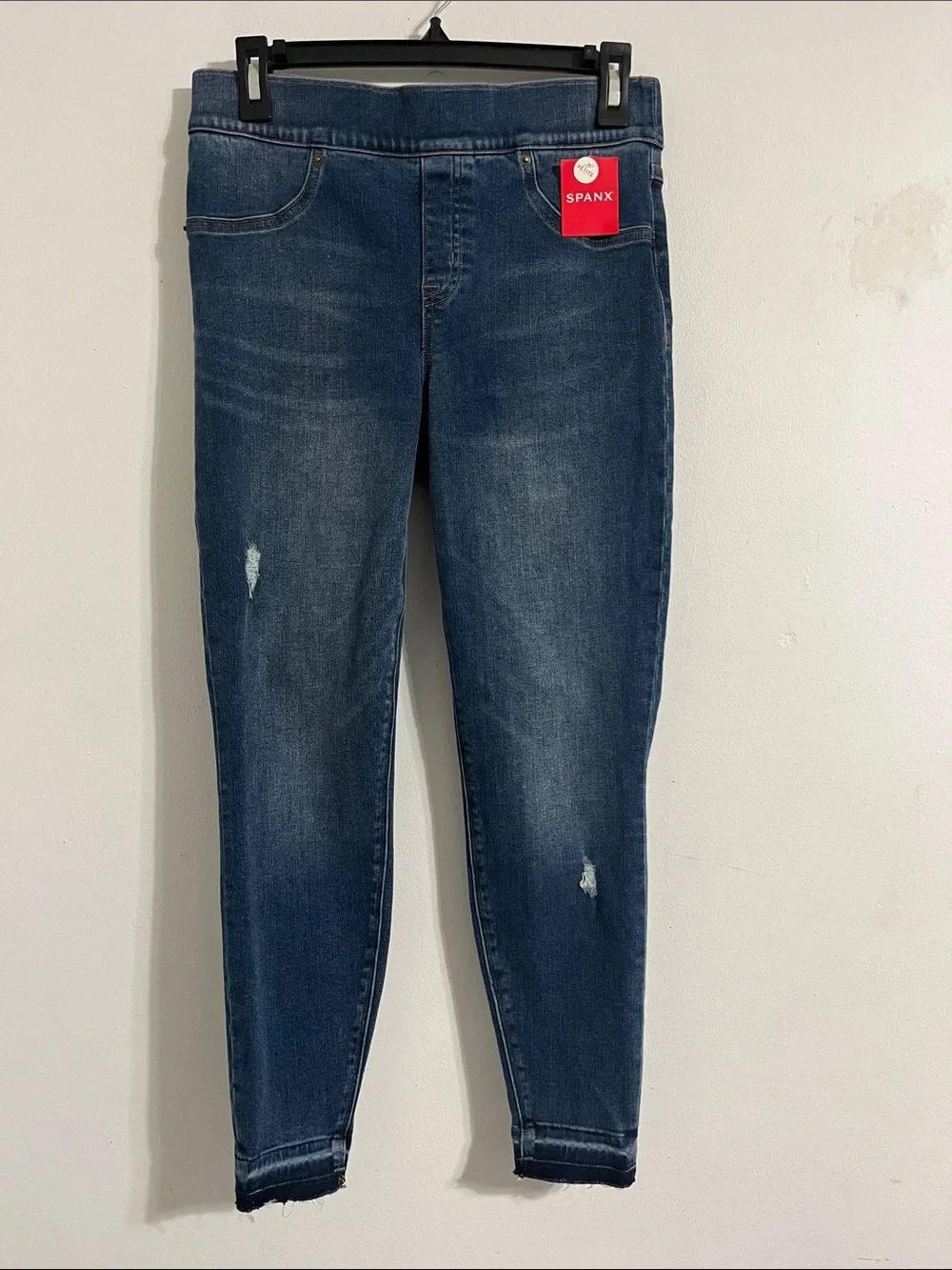 SPANX Dark Wash Distressed Pull-On Jeggings